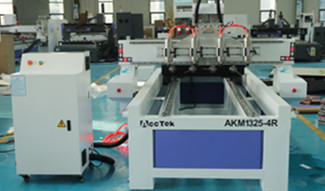 Multi Heads CNC Router with 4 rotary axis for cylindrical material
