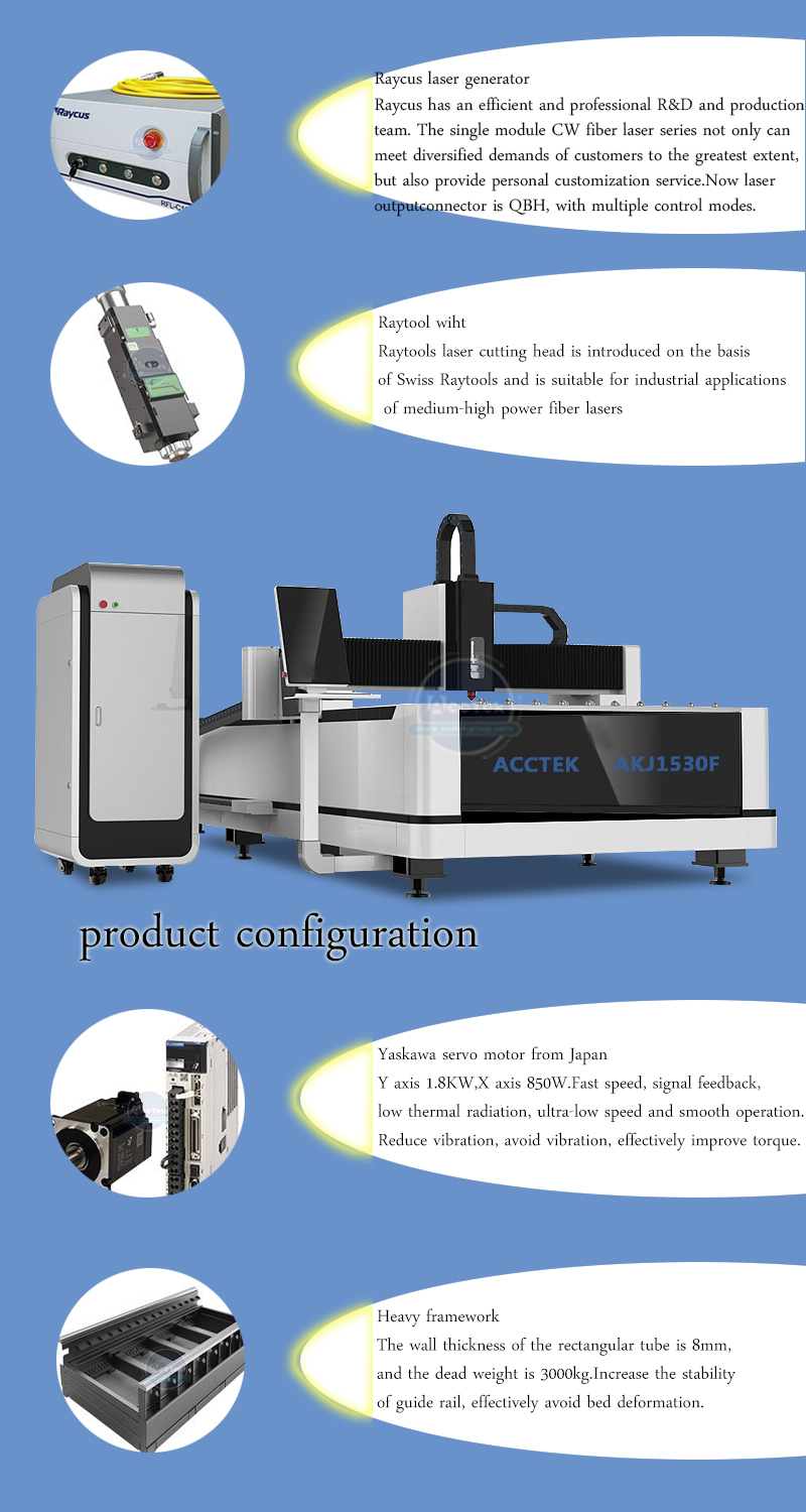 AKJ1530F3 Top-level configuration Optical fiber laser cutting machine