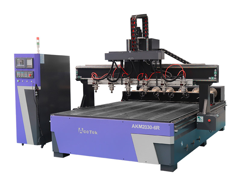 Multi heads cnc router with rotary