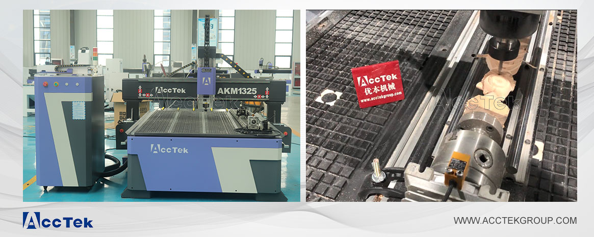 CNC router machine AKM1325 with rotary axis